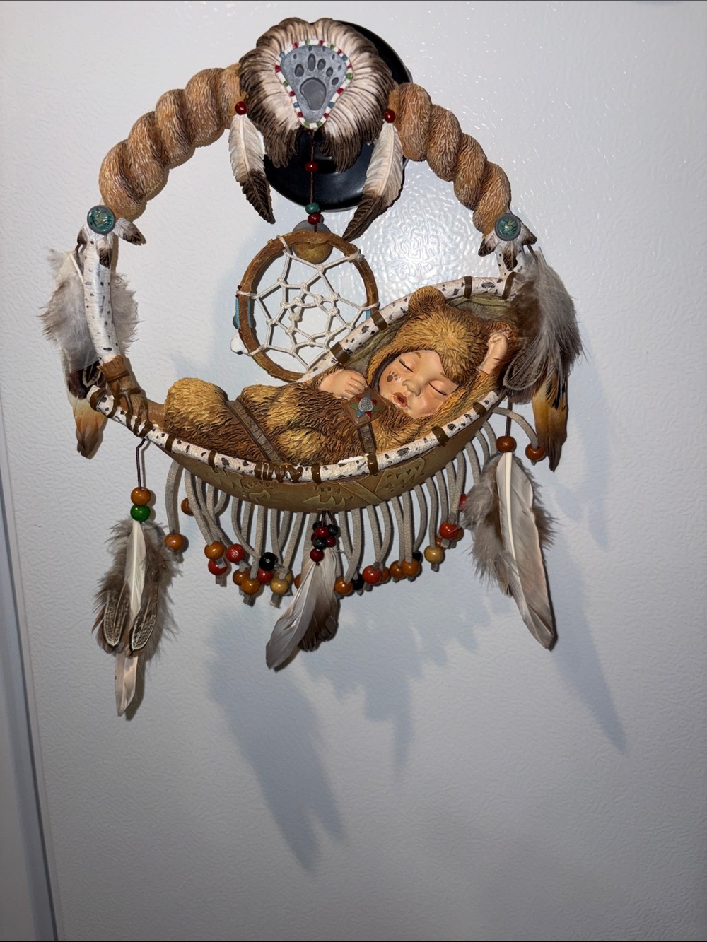 The Bradford Exchange Brown, Cream and Tan Dreamcatcher Baby in Cradle Necklace - Picture 4 of 8